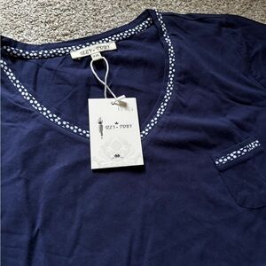 Women's Navy V-Neck Pajama Top